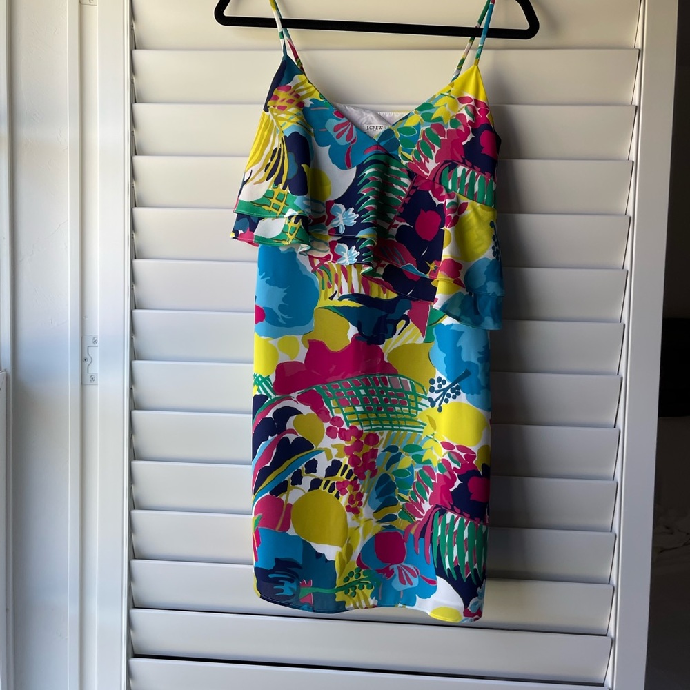 J. Crew Factory Tropical Print Sundress Multicolor Sz 00